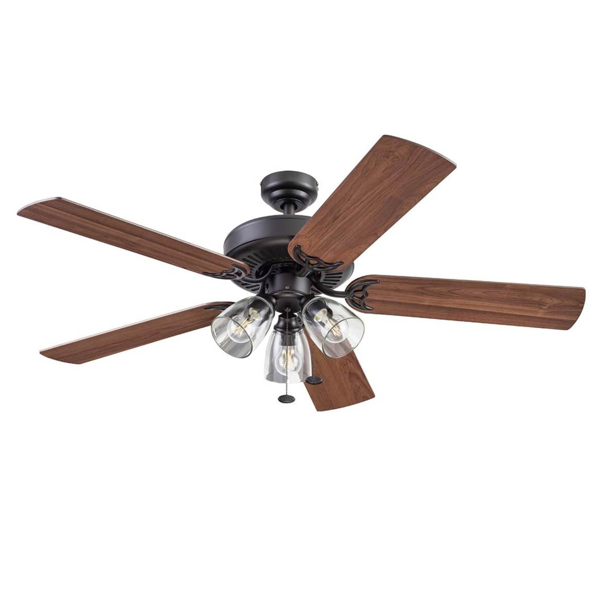 Saybrook, 52 inch Indoor Farmhouse LED Ceiling Fan with Light, Pull Chain