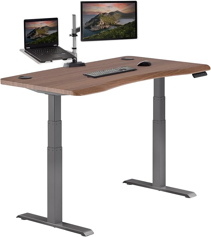 54x26 Height Adjustable Standing Desk - Curved Electric Stand Up Desk Rounded