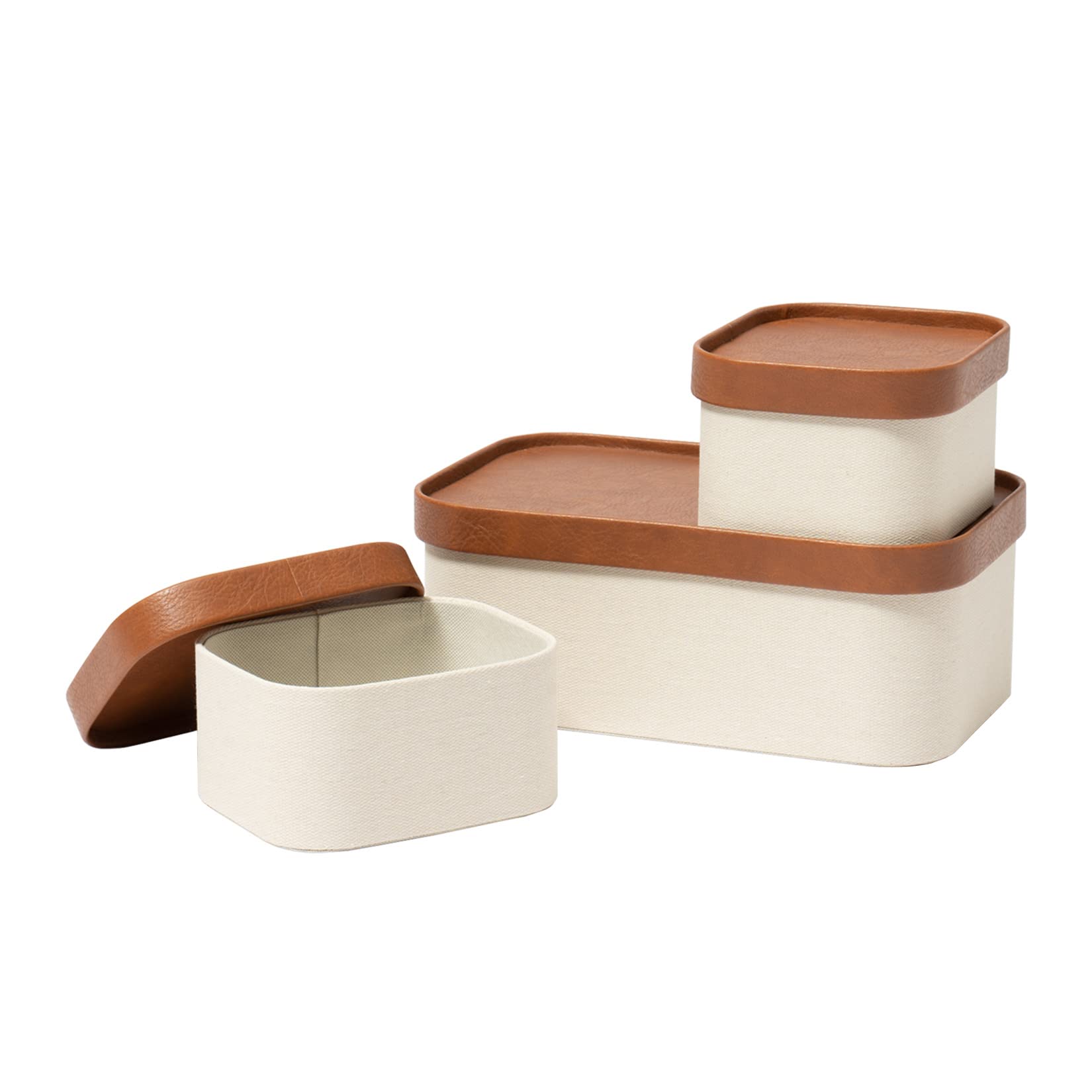 Beige Decorative Storage Boxes With Lids