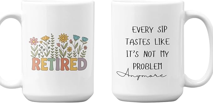 Retired Coffee Mug – Floral Retirement Gift for Women & Men