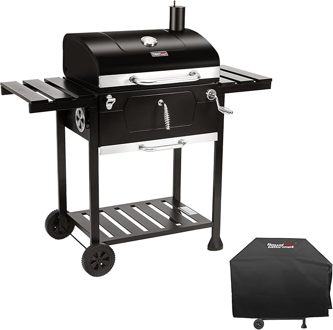 CD1824EN 24-Inch Movable Charcoal Grill with Foldable Side Tables