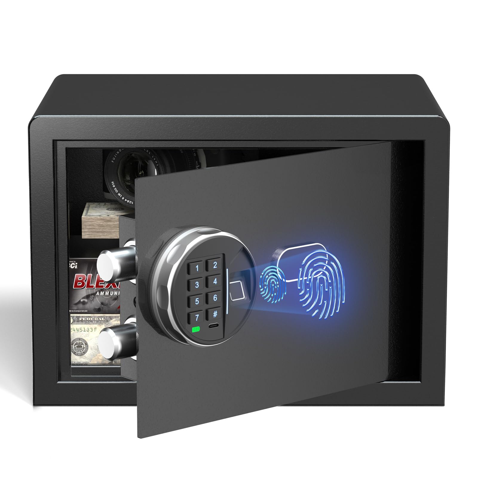 Smart Biometric Safe - (0.80 cu. ft.) Fingerprint Lock Box with Silent Mode