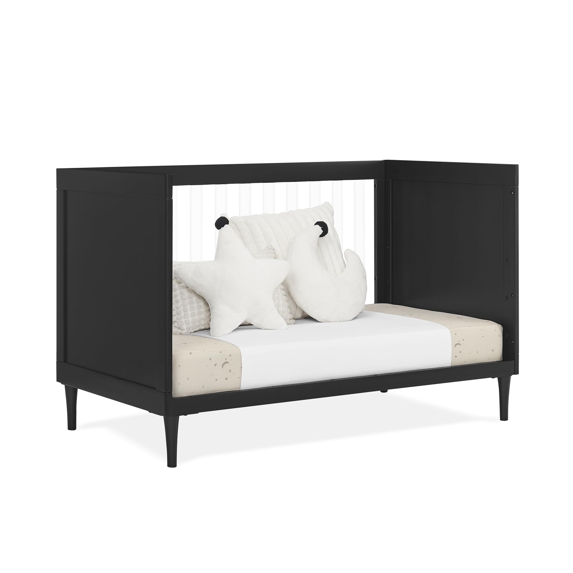 Bowie 4-in-1 Convertible Acrylic Crib - Greenguard Gold Certified, Black Ebony