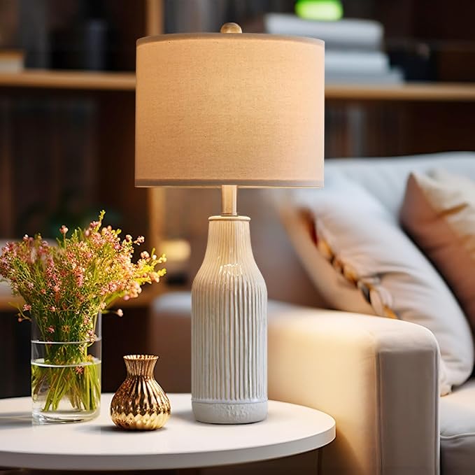 inches Modern Ceramic Table Lamp Set of 2 for Living Room, Farmhouse