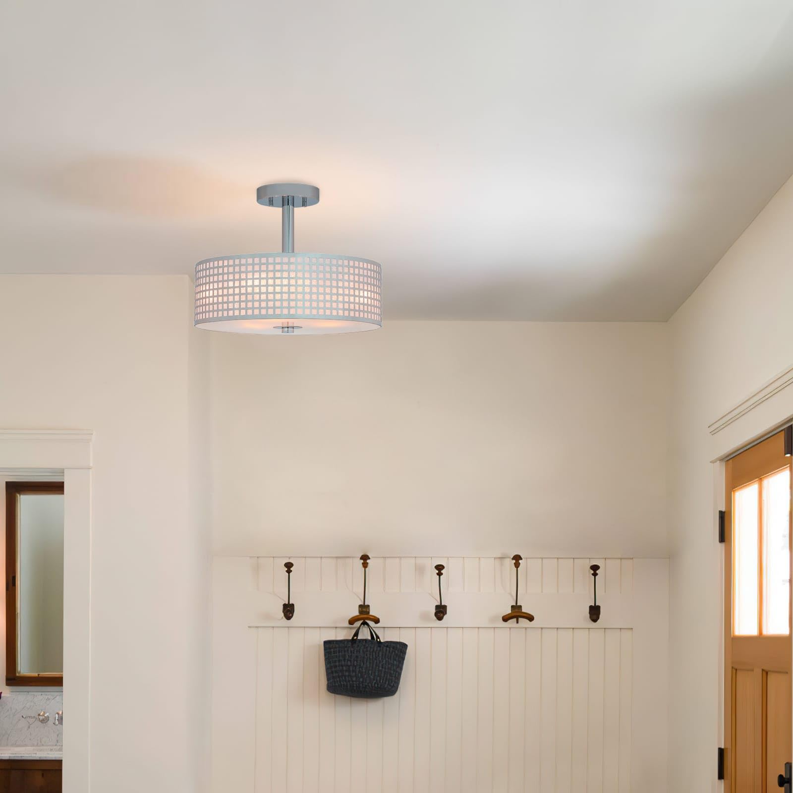 Flush Mount Ceiling Light, 15 inch Modern Chrome Ceiling Light Fixture 3-Light