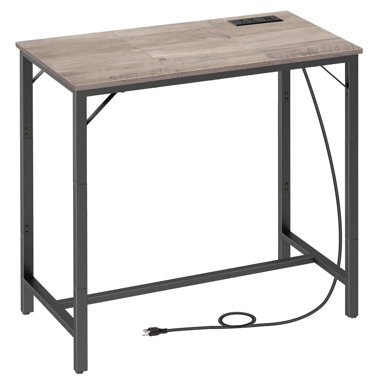 Bar Table with Charging Station, Rectangular Pub Table, High Top Coffee Table