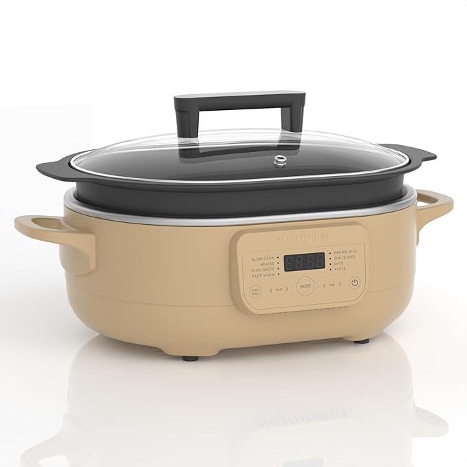 6 Quart Multi-Cooker, with 8-in-1 Casserole Programmable Slow Cooker