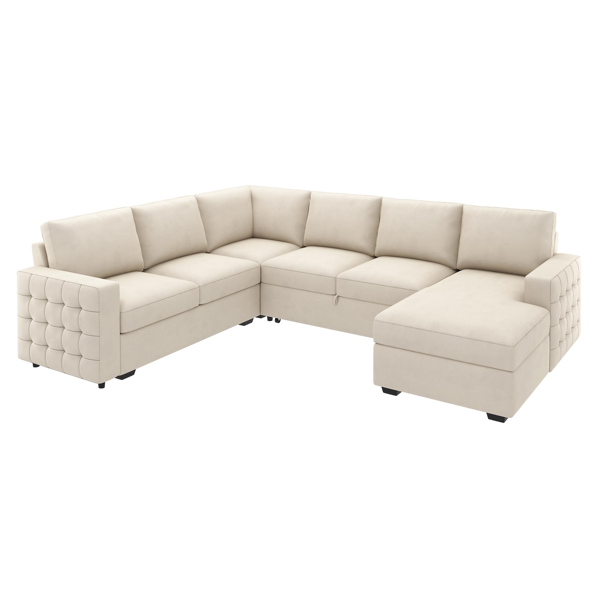 Sectional Couch with Pull Out Bed, Sectional Sleeper Sofa with Storage