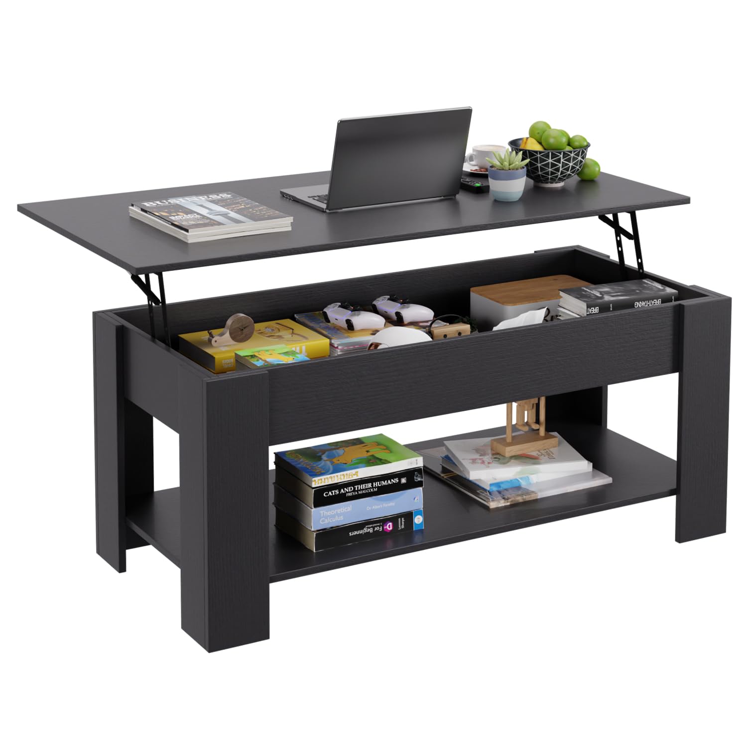 Coffee Table with Hidden Compartment and Storage Shelf - 47.2in L,living room