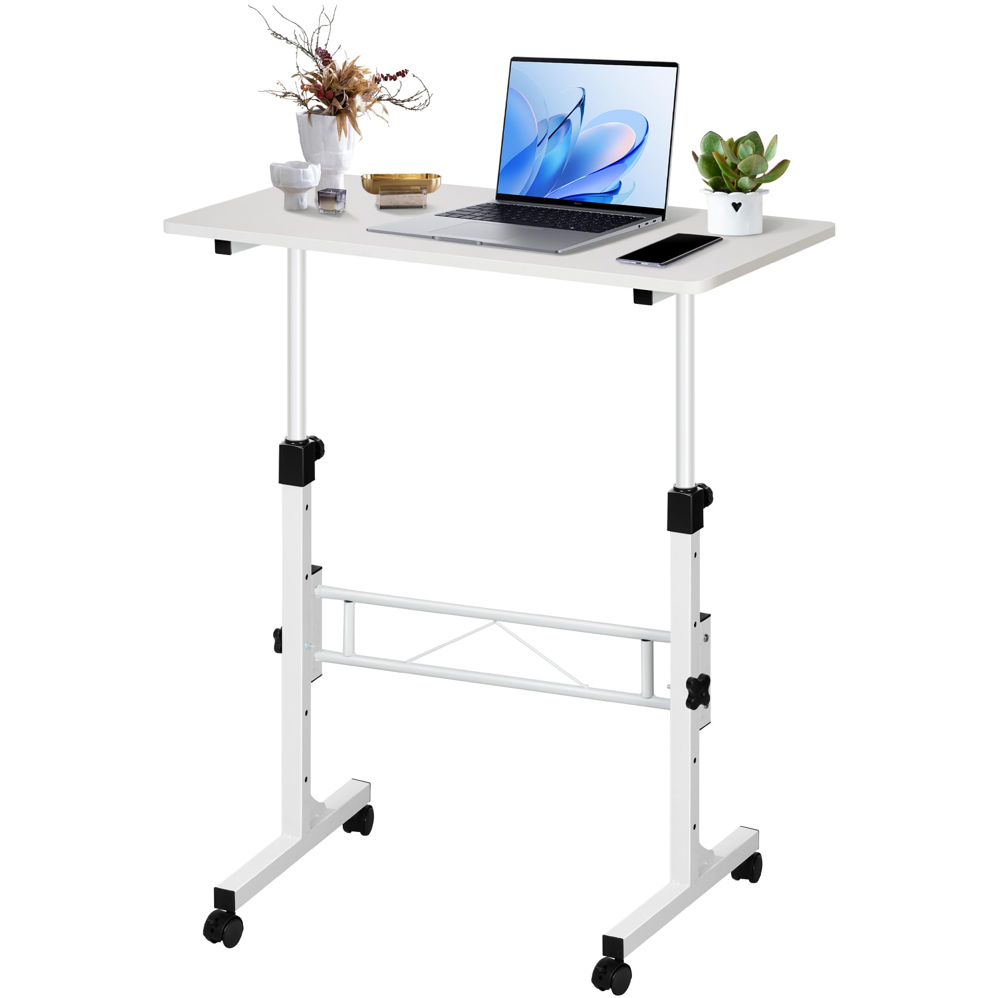 Small Standing Desk Adjustable Height, Mobile Sit Stand up Desk Portable