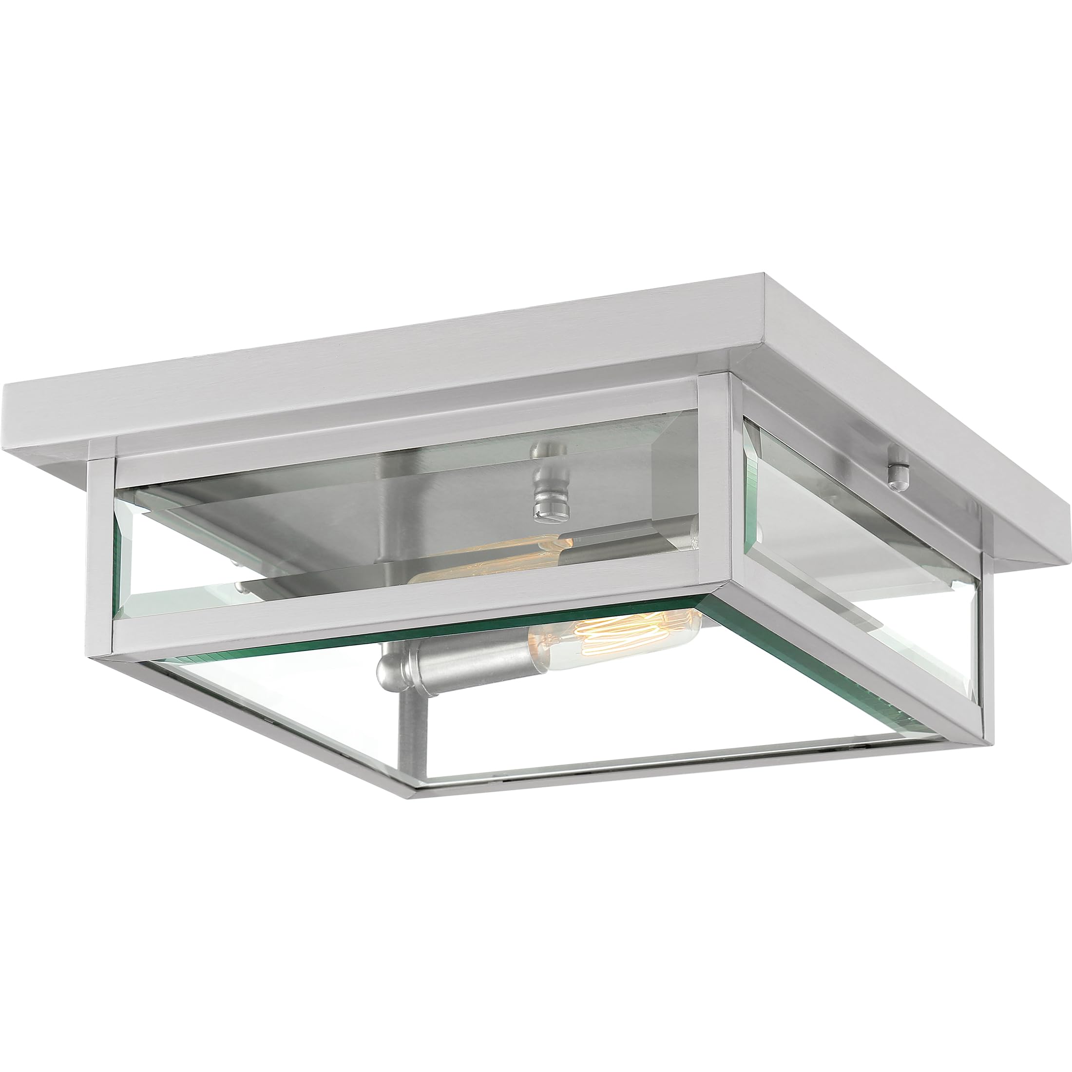 Flush Mount Ceiling Light, 12 Inch 2-Light Stainless Steel Industrial Lantern,
