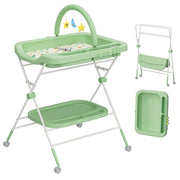 Baby Portable Diaper Changing Table, Folding Diaper Changing Station with Wheels