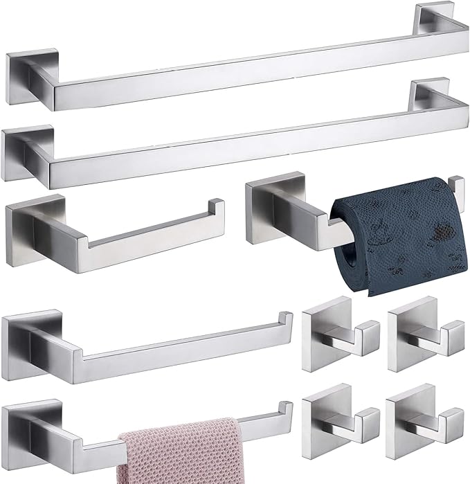 Bathroom Hardware Set 10PCS Brushed Nickel Bathroom Accessories Set SUS304