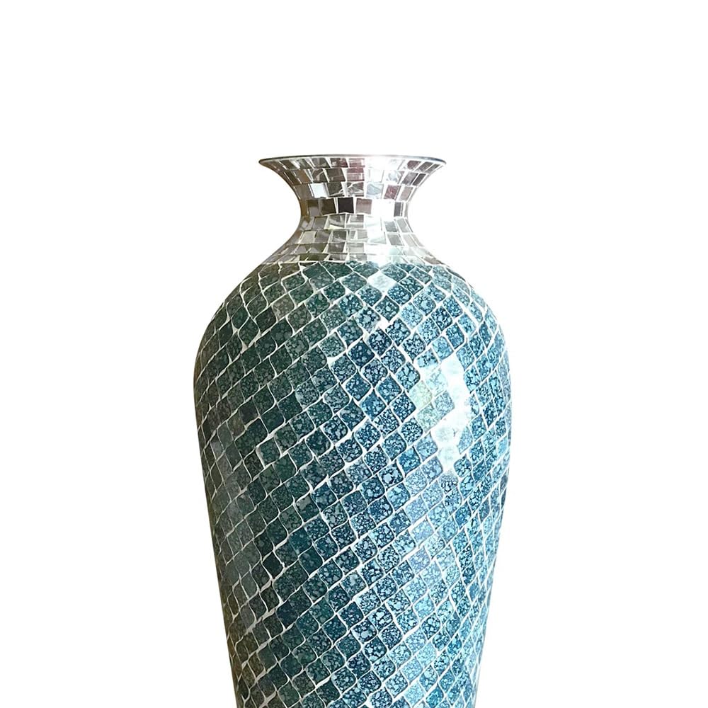 Floor Vase, Mosaic Vase, Decorative Metal Mosaic Piece Vase in Geometric Pattern Wavy