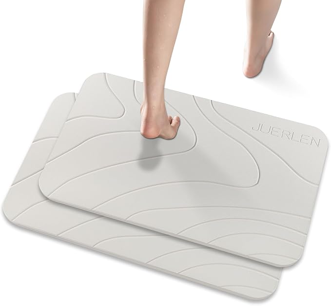 2 Pack Diatomaceous Earth Shower Mat, Stone Bath Mat
