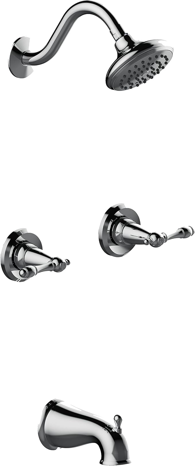 Bath and Shower Trim Kit with Valve, Dual-Handle, High-Pressure Shower Head