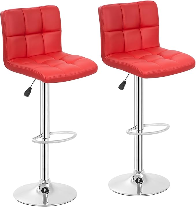 Counter Height Swivel Bar Stools PU Leather Padded with Back,Set of 2