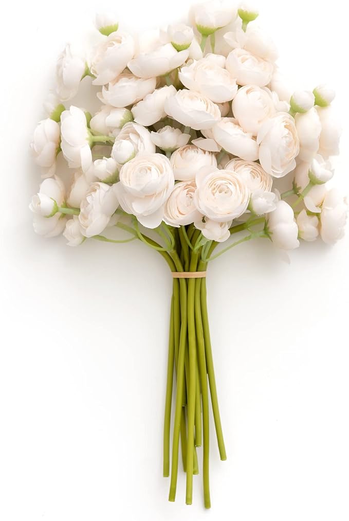 Ranunculus Artificial Flower, Faux Silk Mini Ranunculus Flowers for DIY Bouquet