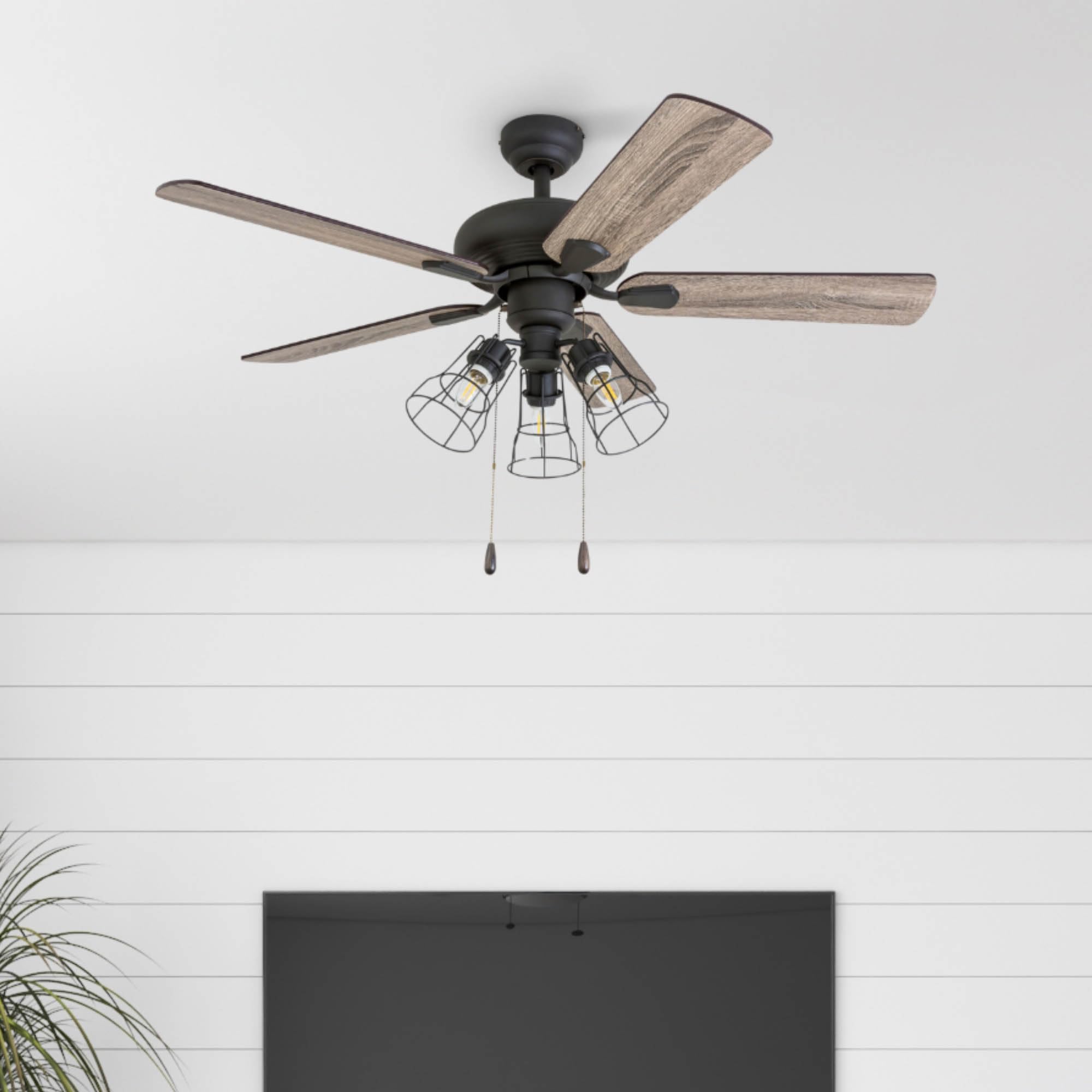 Madison County, 42 Inch Industrial Style LED Ceiling Fan with Light, Remote Control
