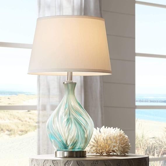 Cirrus Modern Style Accent Table Lamp 22" High Blue Gray Glazed Art Glass