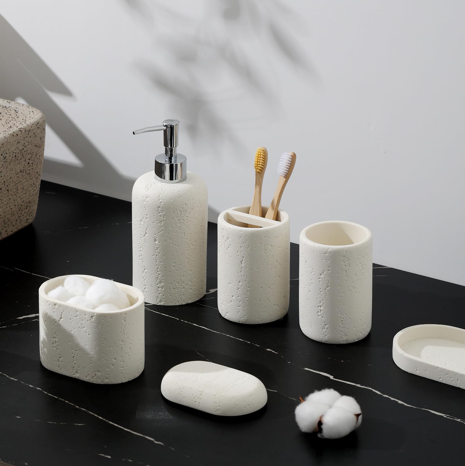 Bathroom Accessories Set, 5PCS Modern Bathroom Accessory Set with Soap Dispenser