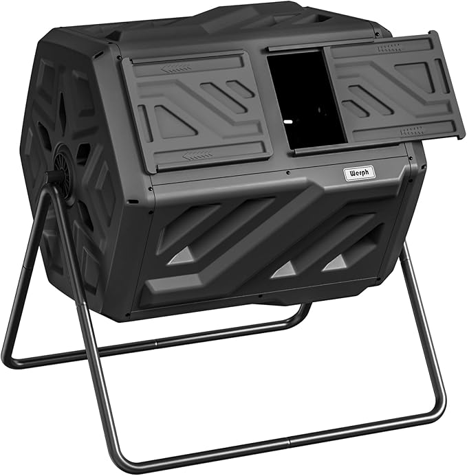 Compost Bin, Outdoor Composter, Fast Assembly 43 Gallon Dual Chamber Outdoor