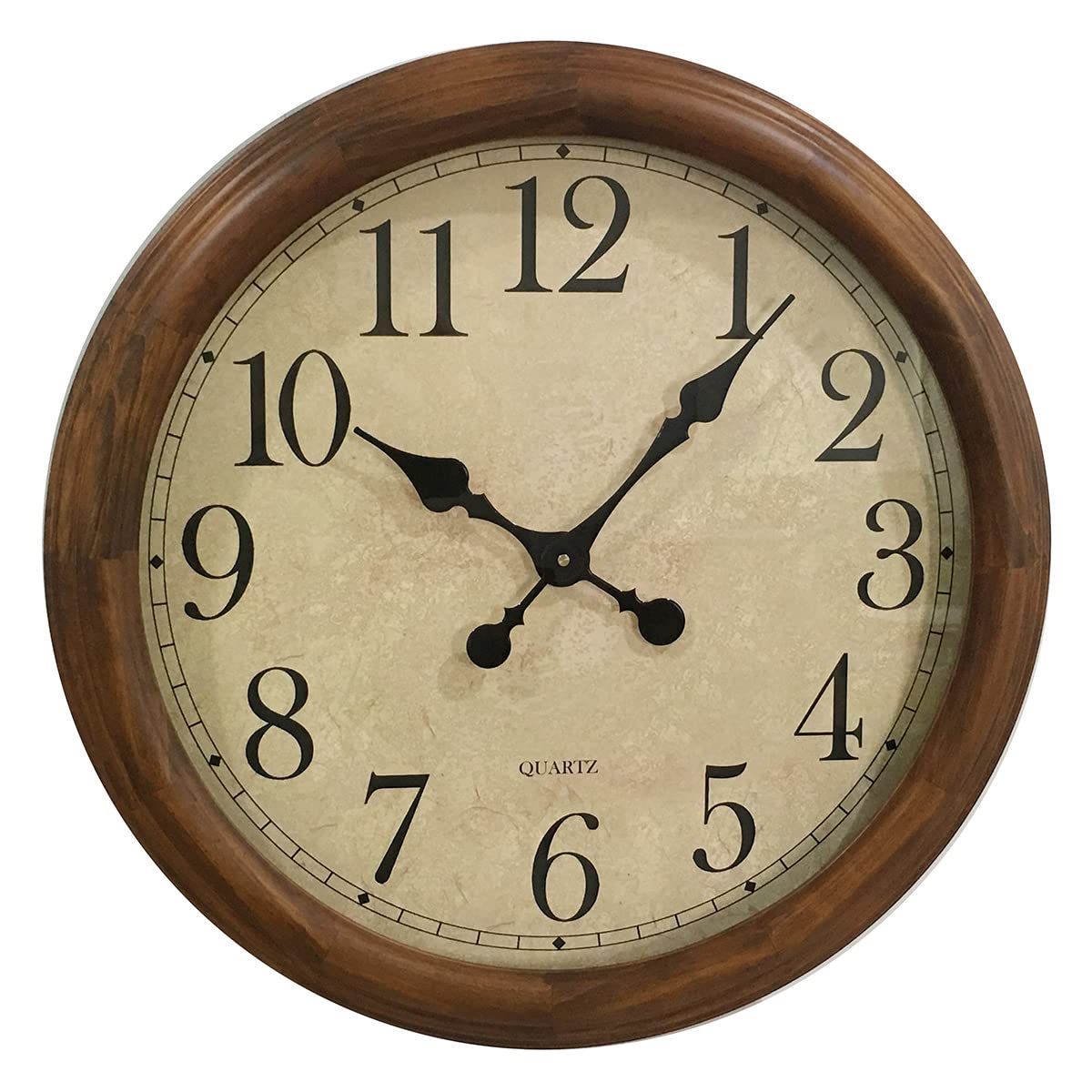 24-Inch Wood Silent Non-Ticking Battery Operated Decorative Wall Clock