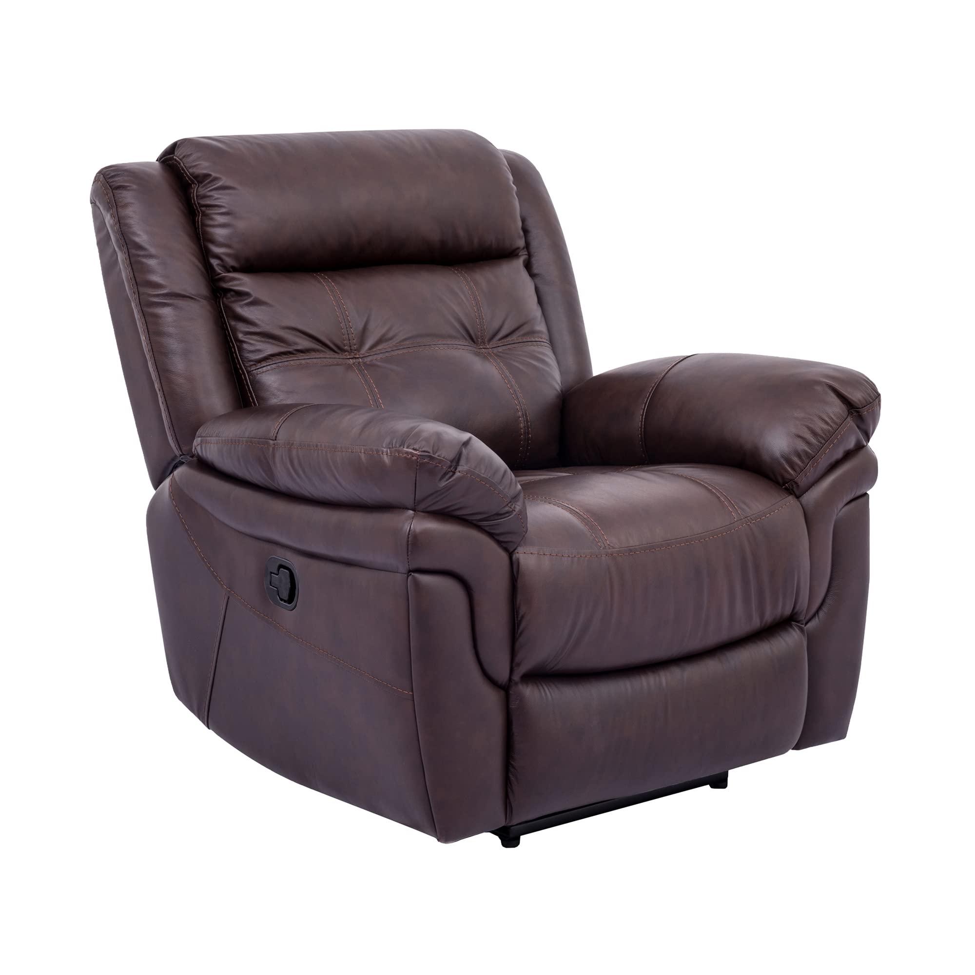 Marcel Modern Manual Recliner Chair, Dark Brown Leather,living room