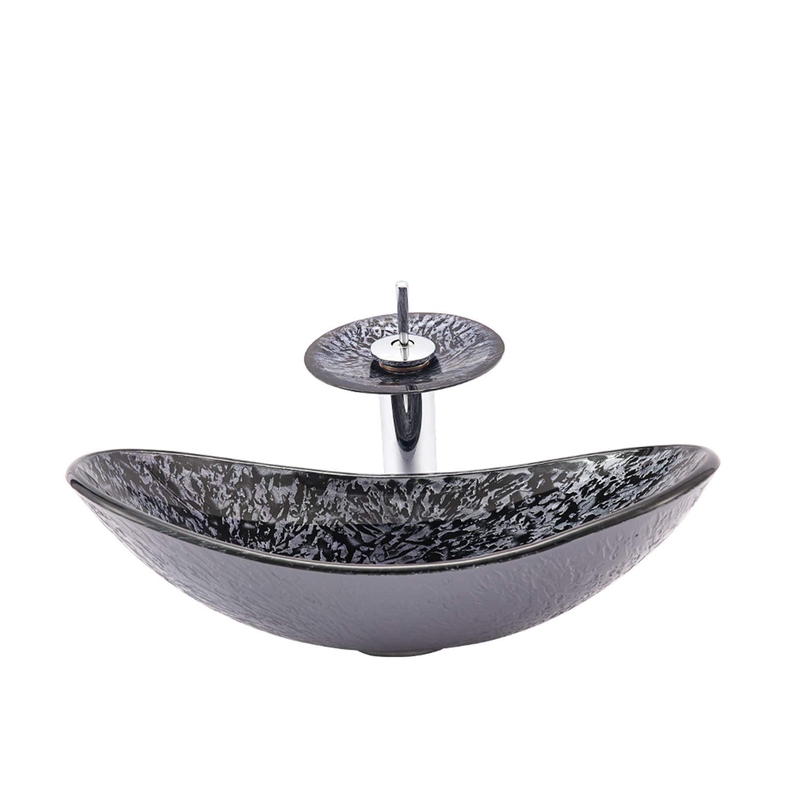 Modern Bathroom Sinks and Faucet Combo, Artistic Tempered Glass Sink