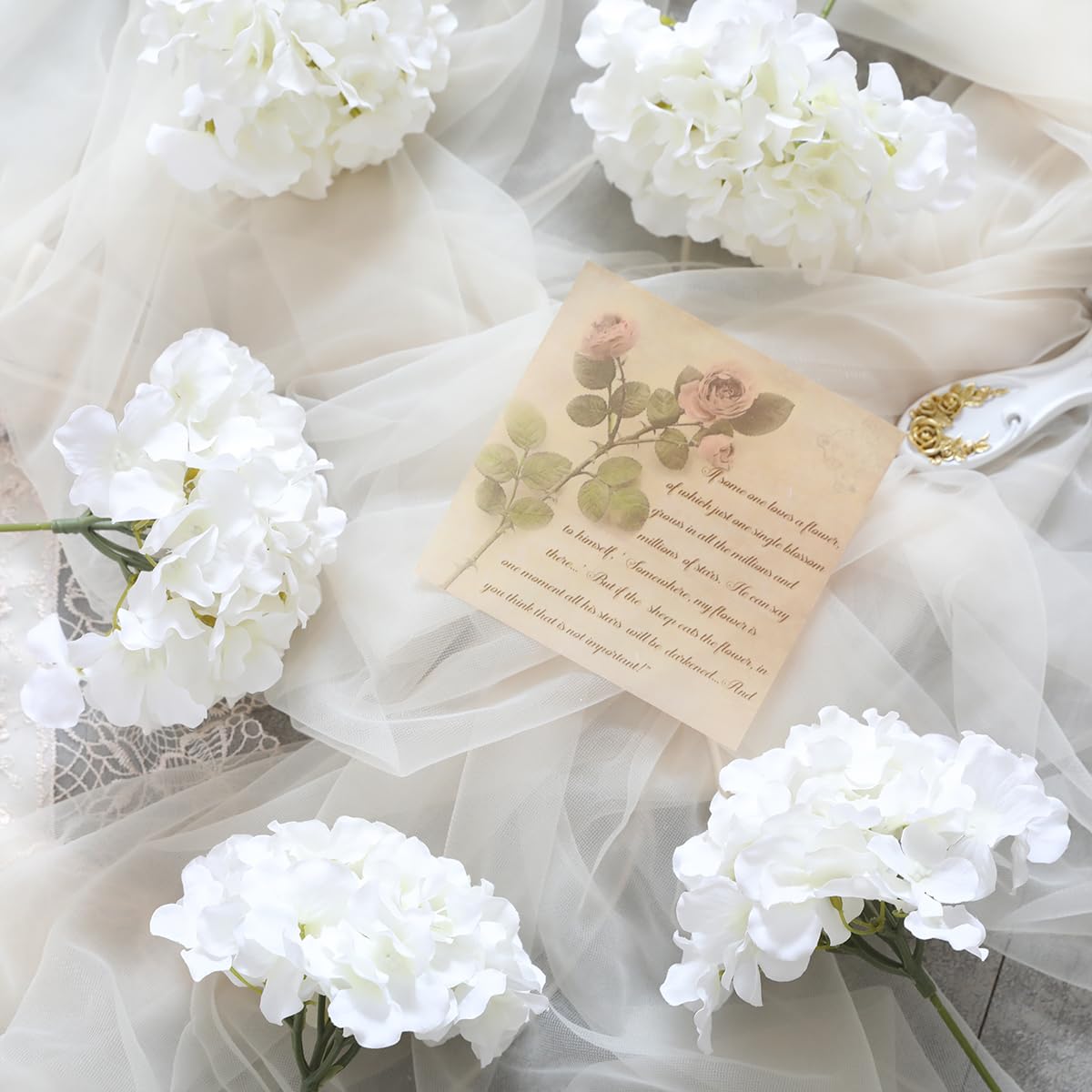 Hydrangea Artificial Flowers -12 pcs Realistic Fake Hydrangea Silk Flowers