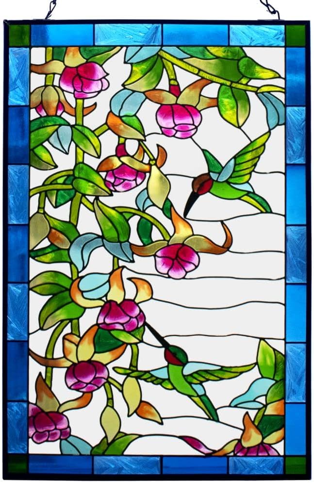 W10xH15 inch Hummingbird Stained Glass Window Hangings
