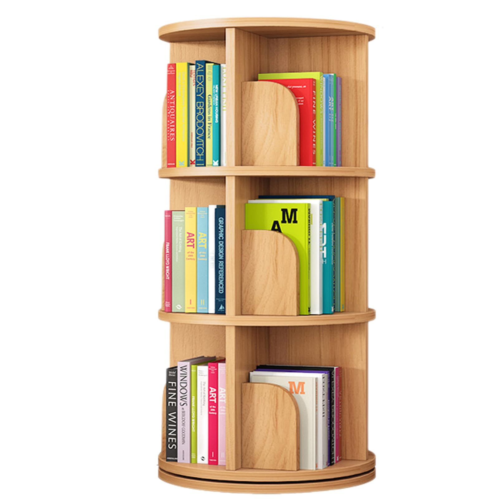 Bookshelf Tower,Rotating Bookshelf for Kids&Adults,3 Tier Rotating Stackable Shelves