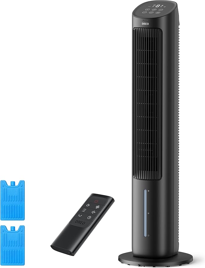 Air Cooler, 40” Standing Fans that Blow Cold Air, 80° Oscillating Bladeless