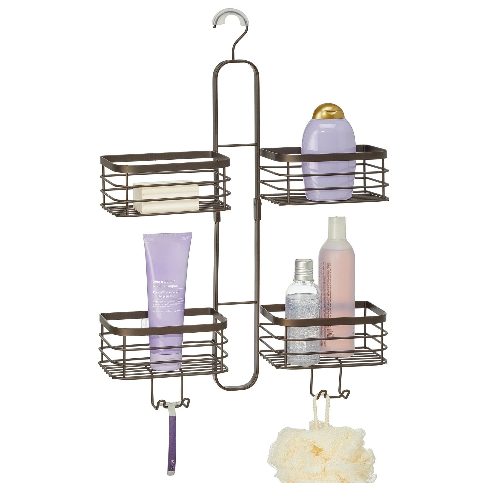 Metal Steel Hanging Shower Caddy, 4 Basket Organizer Rack for Bathroom