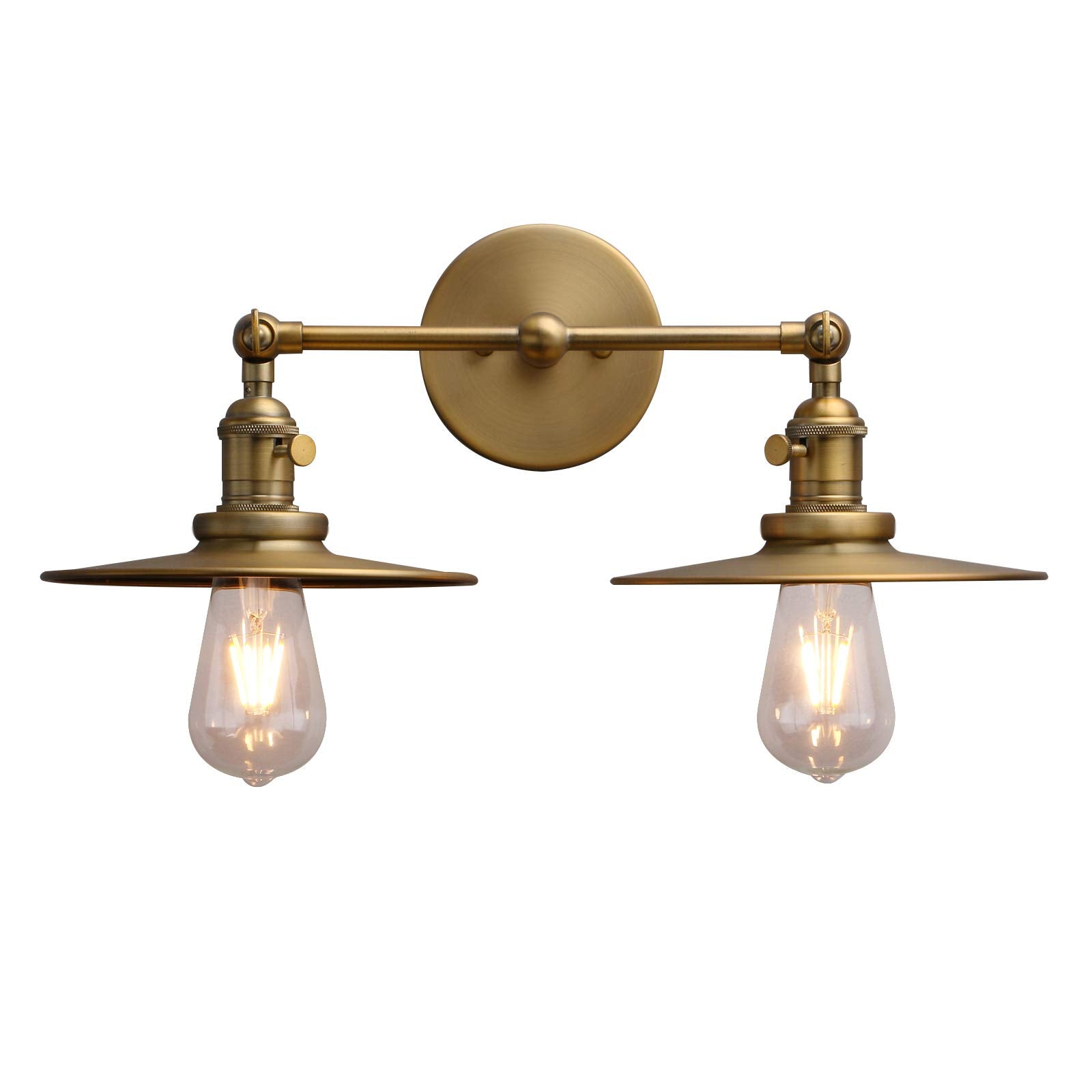 2 Lights Wall Sconce Antique Finished Bathroom Vanity Light with Switch and Dual