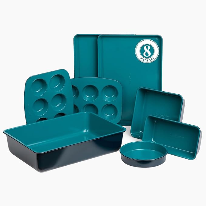 8-Piece Bakeware Set | Non-Stick Baking Set with Ceramic Finish