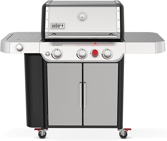 Genesis E-335 Gas Grill for Outdoor Cooking, 3 Burners and 1 Side Burner