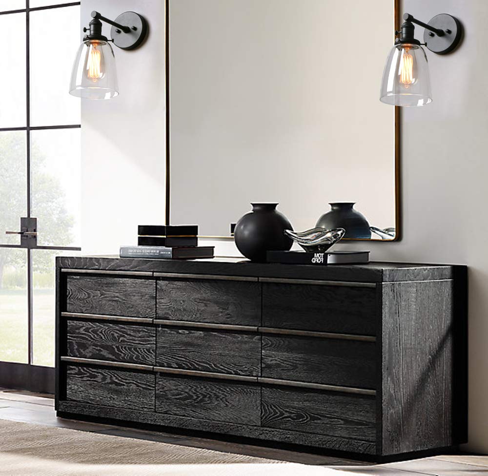 Industrial Wall Sconce Light 1-Light Black Sconce