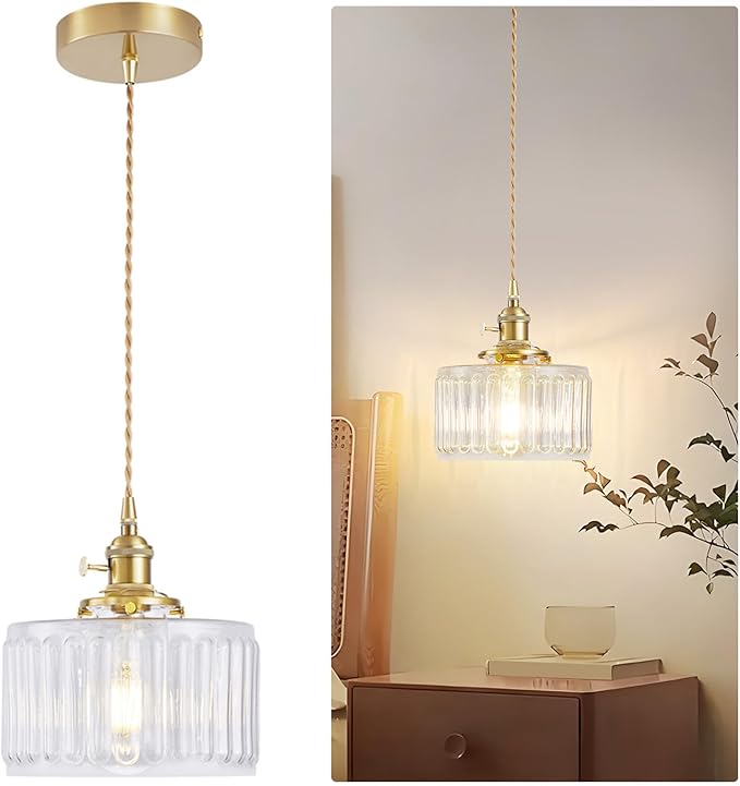 Industrial Pendant Lighting, Modern Clear Glass Shade
