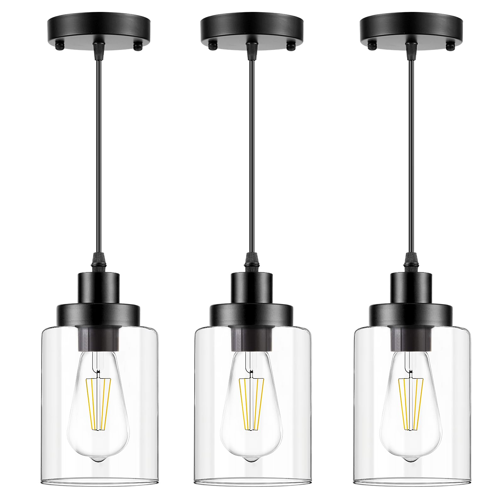 Industrial Pendant Lighting, Modern Clear Glass Shade