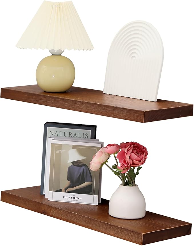 8" Deep Floating Shelves Reclaimed Wood Wall Shelf Pine Wall Mount Shelf (Set of 2