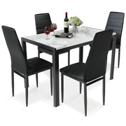 Furniture 5 Piece Faux Dining Set, Modern Kitchen Table Marble Top and High Chairs