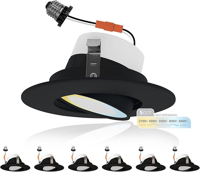 Inch Gimbal Retrofit LED Recessed Lighting, 5CCT 2700K/3000K/3500K/4000K/5000K