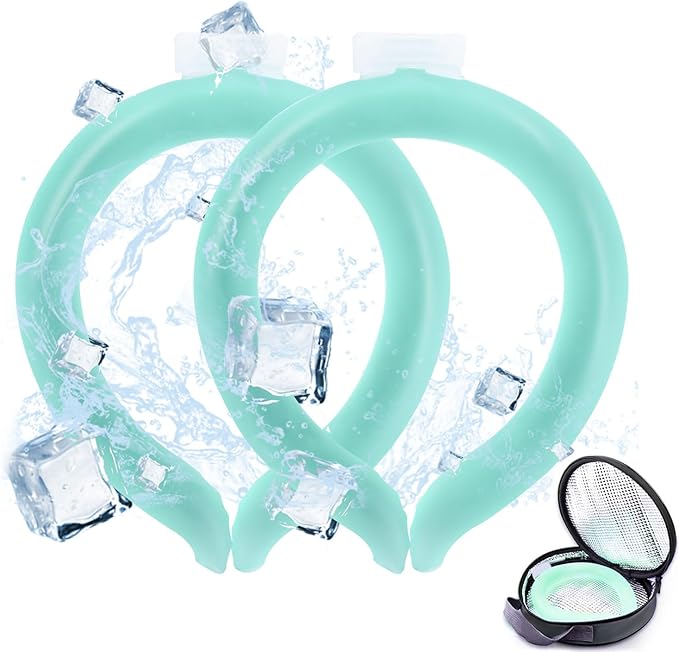 2PCS Neck Cooling Tube with Cold Insulated Bag,Reusable Ice Neck Ring Wearable Body