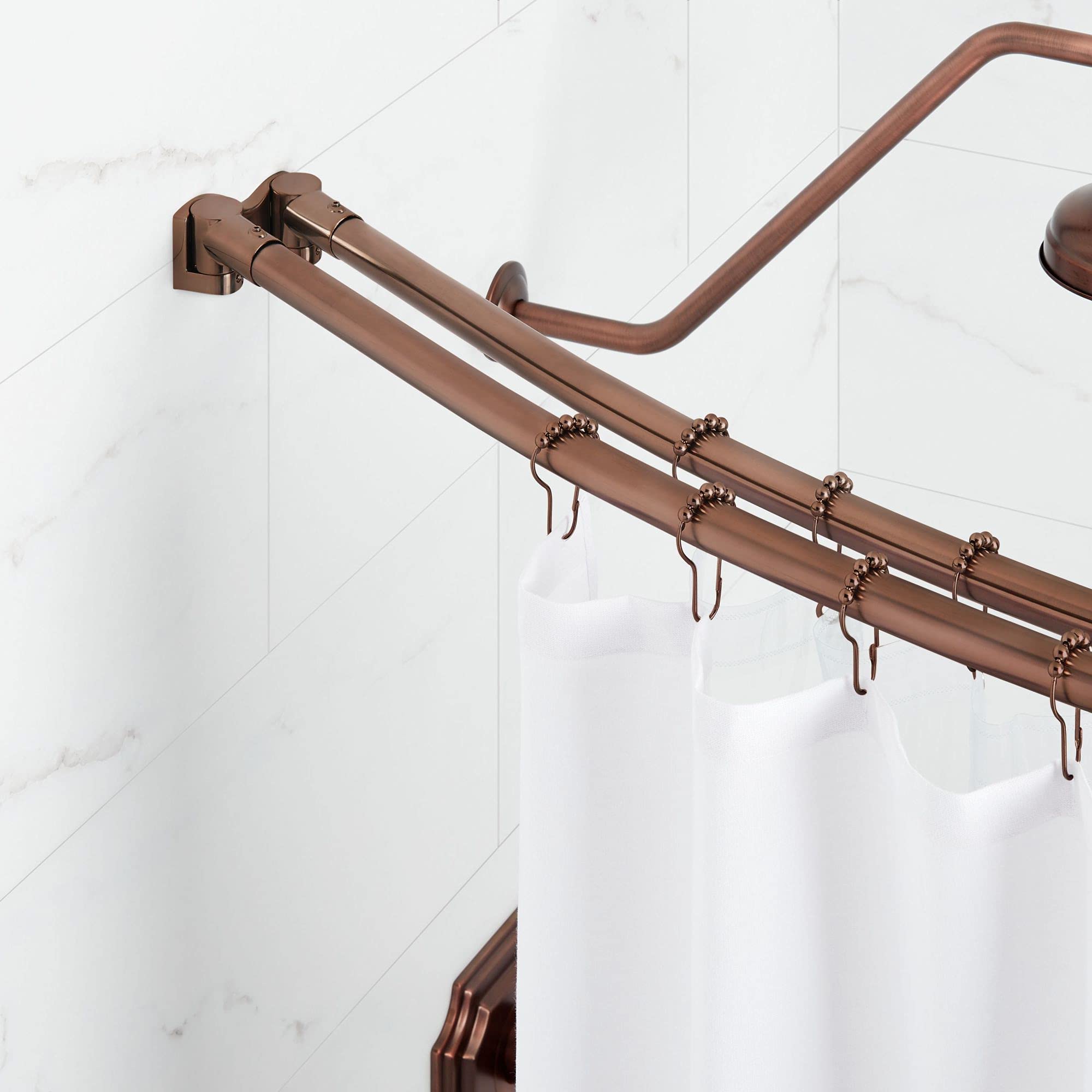 466777 60" Curved Brass Shower Rod - Brushed Nickel