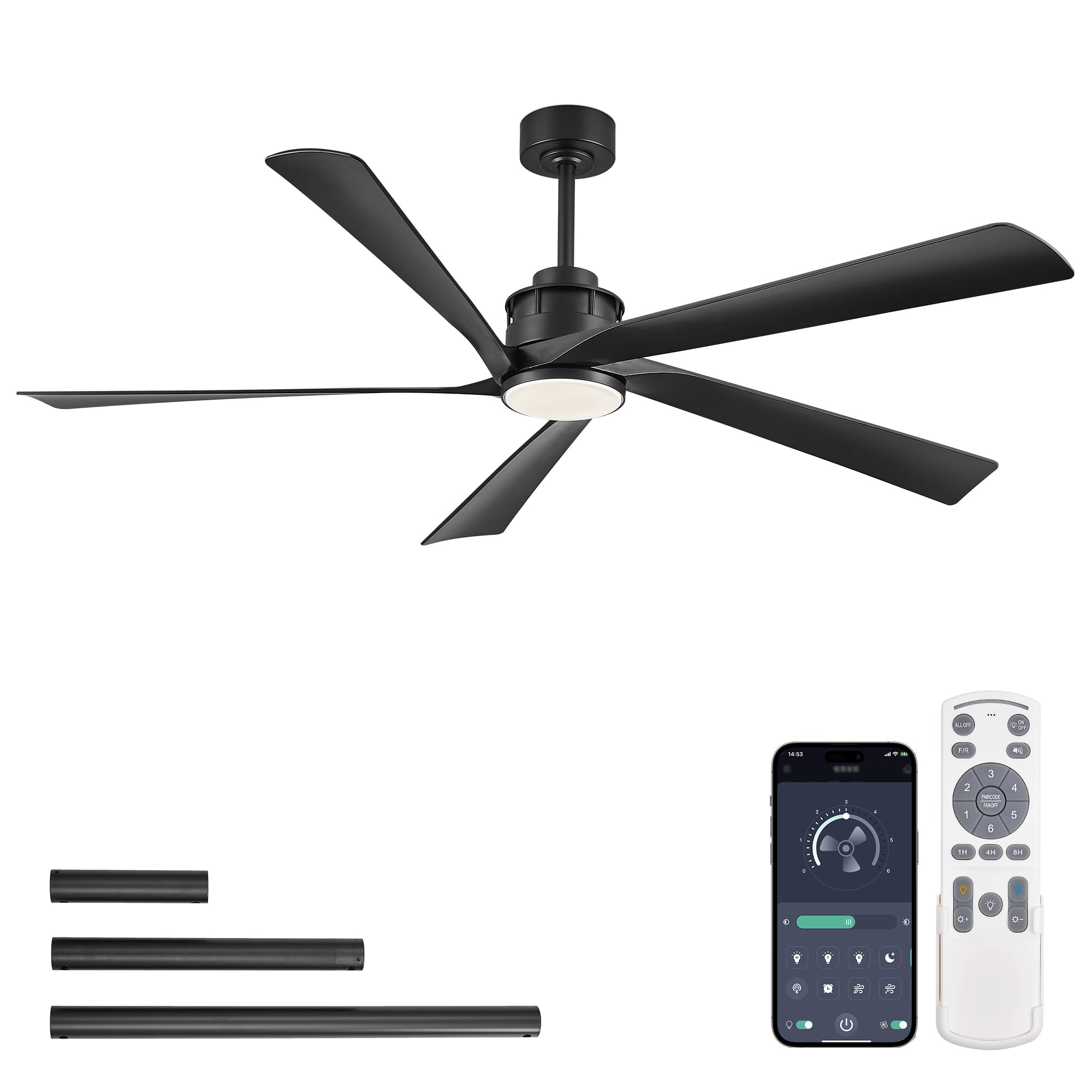 64 Inch Ceiling Fans with Lights and Remote,Smart Ceiling Fan with APP Control