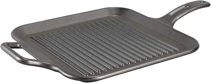 BOLD 12 Inch Seasoned Cast Iron Square Griddle with Loop Handles, Design-Forward