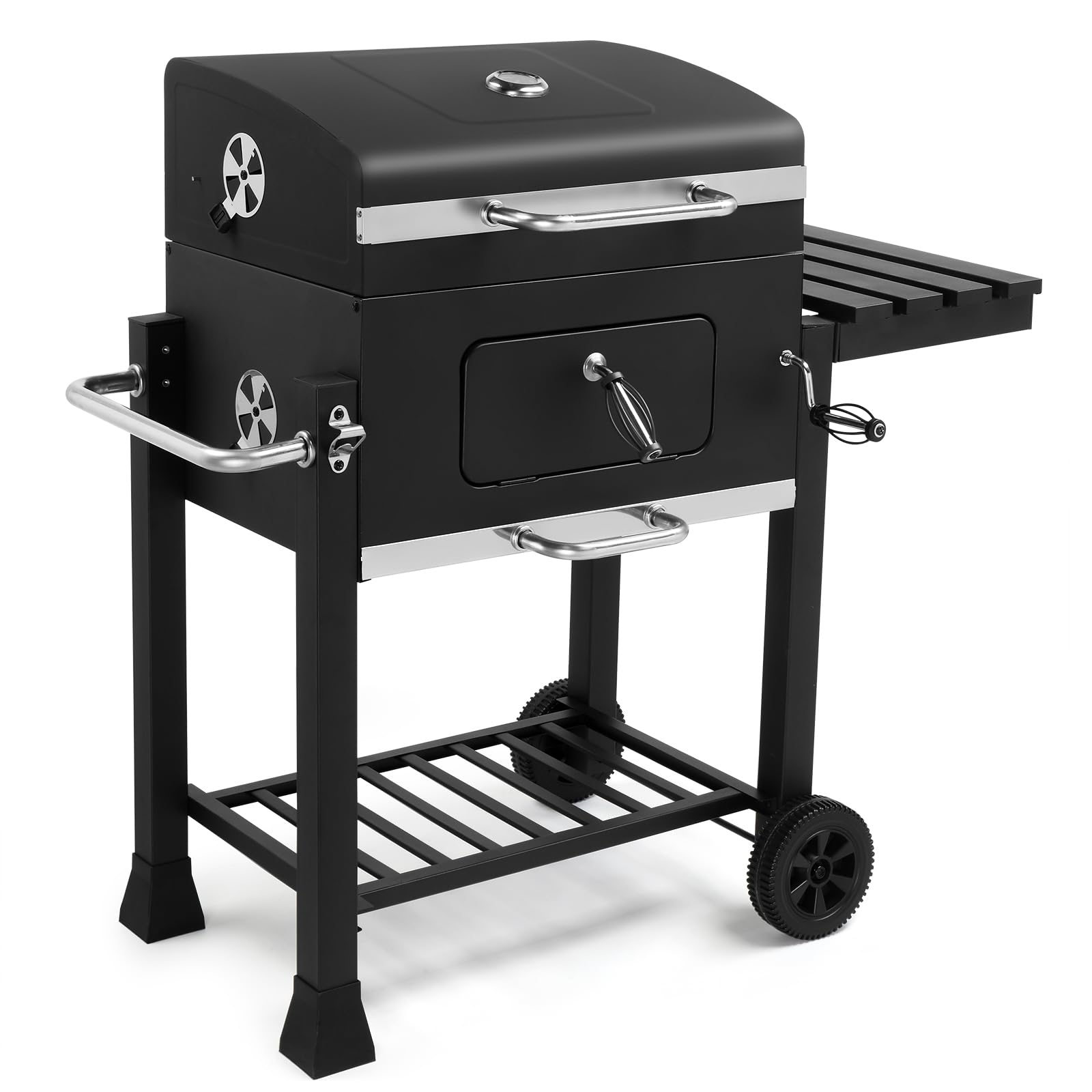 24 Inch Large Charcoal Grills with Foldable Side Table, Outdoor Barbecue Grill
