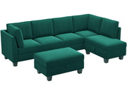 Velvet Sectional Sofa with Storage Ottoman L Shaped Couch Sofa Convertible