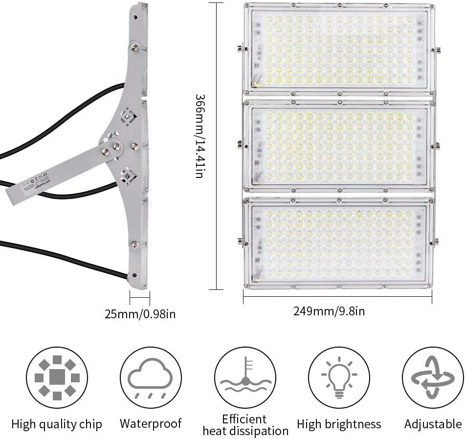 300W LED Flood Light, 24000LM Super Bright Outdoor Security Lights with Wider